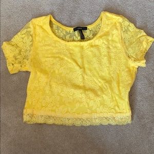 Yellow lace crop top